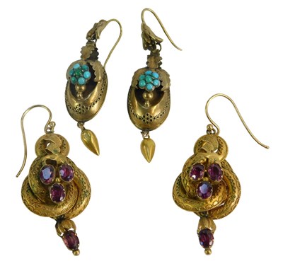 Lot 234A - Two pairs of late Victorian/Edwardian drop...