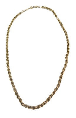 Lot 221 - A 9ct gold rope twist neck chain, 42cm long, 6....