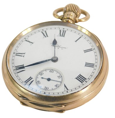 Lot 21 - A 9ct gold Waltham USA pocket watch, with...