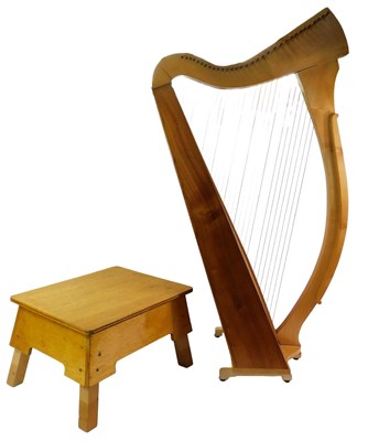 Lot 633 - A Lever thirty-four string ash wood harp, with...