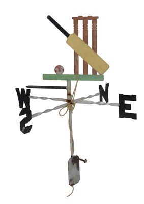 Lot 639 - A painted tin cricket-related weather fane,...