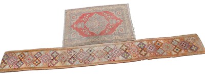Lot 585 - A Turkish runner, cream ground with flower...