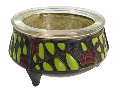 Lot 61 - A Russian enamel salt, with a clear glass...