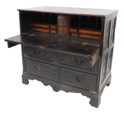 Lot 360 - A 19thC Continental carved secretaire chest,...