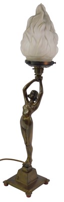 Lot 591 - An Art Deco style cast metal figural table...