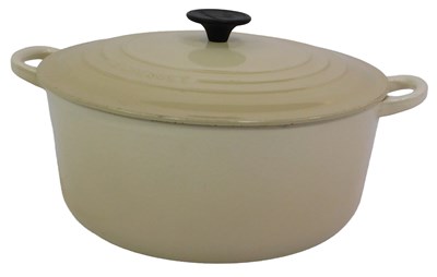 Lot 595 - A Le Creuset cream coloured cast iron...