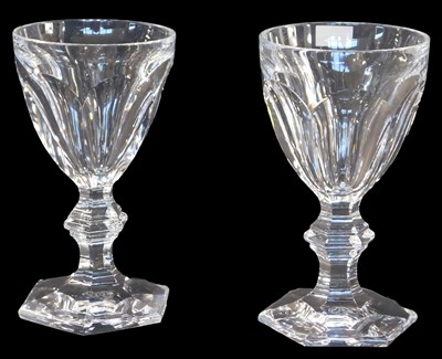 Lot 601 - A pair of Baccarat glass faceted goblets, 12cm...