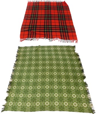 Lot 609 - A 20thC Welsh blanket, with a repeat geometric...