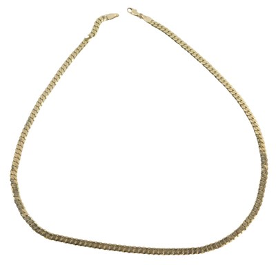 Lot 606 - A 9ct gold flattened curb neck link chain,...