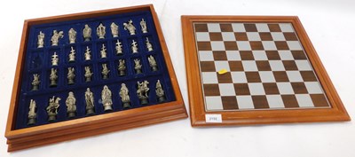 Lot 2192 - A chess set within box, pewter chess pieces....