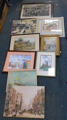 Lot 2215 - Pictures and prints, including watercolours,...