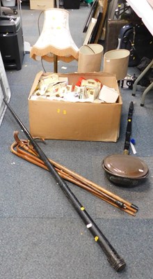 Lot 2219 - Two table lamps, a bed pan with handle, five...