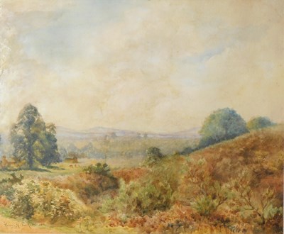 Lot 406 - Henry H Parker (1858-1930). Country landscape,...