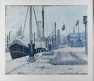 Lot 421 - After Seurat. Harbour scene, coloured...