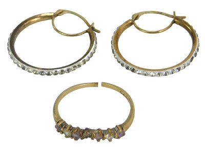 Lot 247A - A pair of CZ set hoop earrings, in white and...