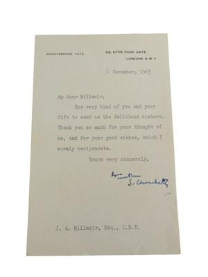 Lot 298 - A letter from Sir Winston Churchill to Mr Jack...