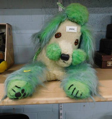 Lot 2024 - A green and white soft toy mid-century poodle,...