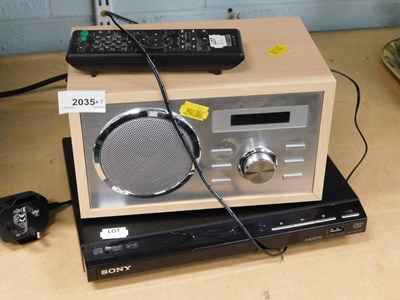 Lot 2035 - A Sony HDMI XVID CD/DVD player, together with...