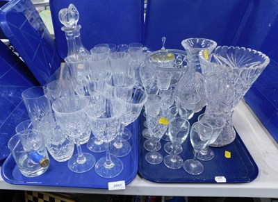 Lot 2057 - Glassware, to include cut glass vases,...