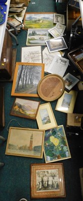 Lot 2150 - Framed prints and pictures, amateur oil on...