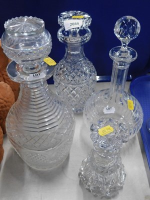Lot 2080 - Four 19thC and later cut glass decanters and...