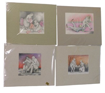 Lot 311 - Alice Mary Fitzpayne (b.1928). Clowns, crayon...