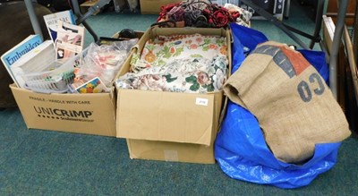 Lot 2159 - Fabrics, curtains, curtain ties, collection of...