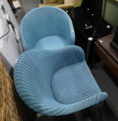 Lot 1518 - Two Lloyd Loom style chairs, together with a...