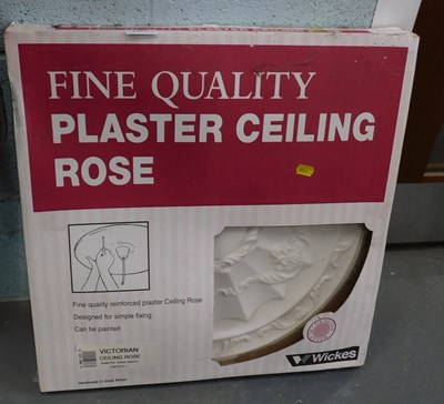 Lot 1525 - A boxed fine quality plaster ceiling rose, in...