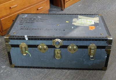 Lot 1532 - A large fibre board travelling trunk, with...