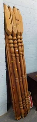 Lot 1555 - A pine four poster bed frame, with turned...