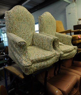 Lot 1583 - A pair of Victorian lounge chairs, on dark...