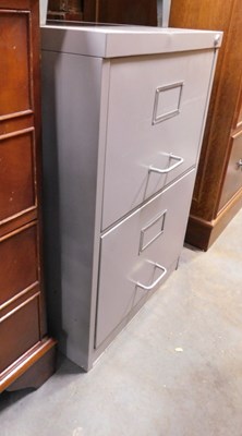 Lot 1600 - A small grey painted filing cabinet,...