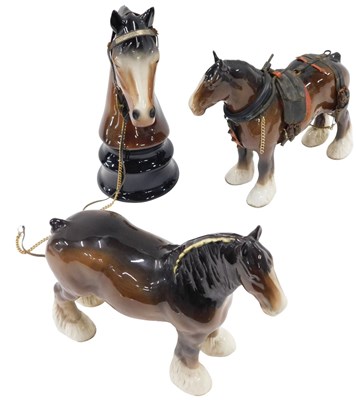Lot 467 - Three ceramic shire horses, comprising two...