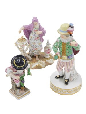 Lot 492 - Three 19thC German porcelain figures,...