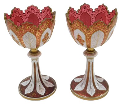 Lot 494 - A pair of 19thC Persian style bohemian white...