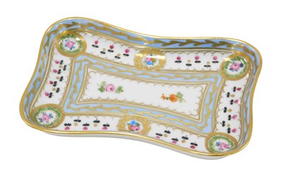 Lot 496 - A Dresden rectangular pin dish, on a painted...