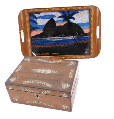 Lot 393 - A 19thC mahogany writing box, with...