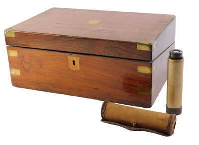Lot 396 - A 19thC mahogany writing box, with brass bound...