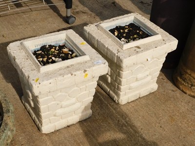Lot 1678 - A pair of reconstituted stone planters, cast...