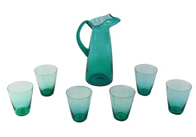 Lot 440 - A 1960s/70s teal glass lemonade jug, and six...