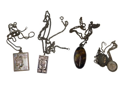 Lot 547 - Silver jewellery, comprising two silver ingot...