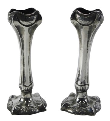 Lot 555 - A pair of silver plated Art Nouveau tulip...
