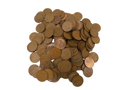 Lot 624 - A tin of one penny coins.
