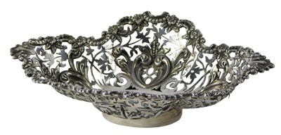 Lot 572 - A Victorian silver bonbon dish, pierced floral...