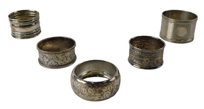 Lot 574 - Five assorted Victorian and later silver...