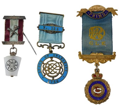 Lot 17 - Three Masonic jewels, comprising a bus jewel...