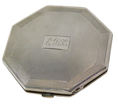 Lot 563 - A George VI silver octagonal powder compact,...