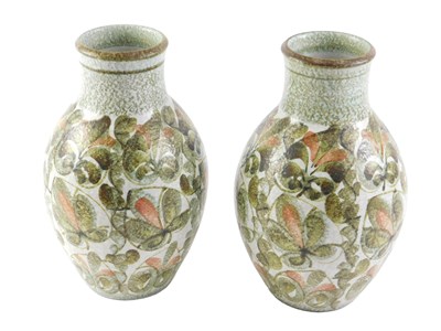 Lot 185 - After Glyn Colledge. A pair of stoneware vases,...