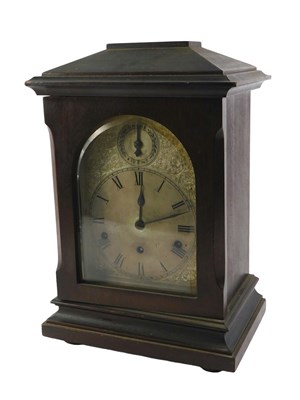 Lot 206 - A 19thC mahogany mantel clock, the silvered...